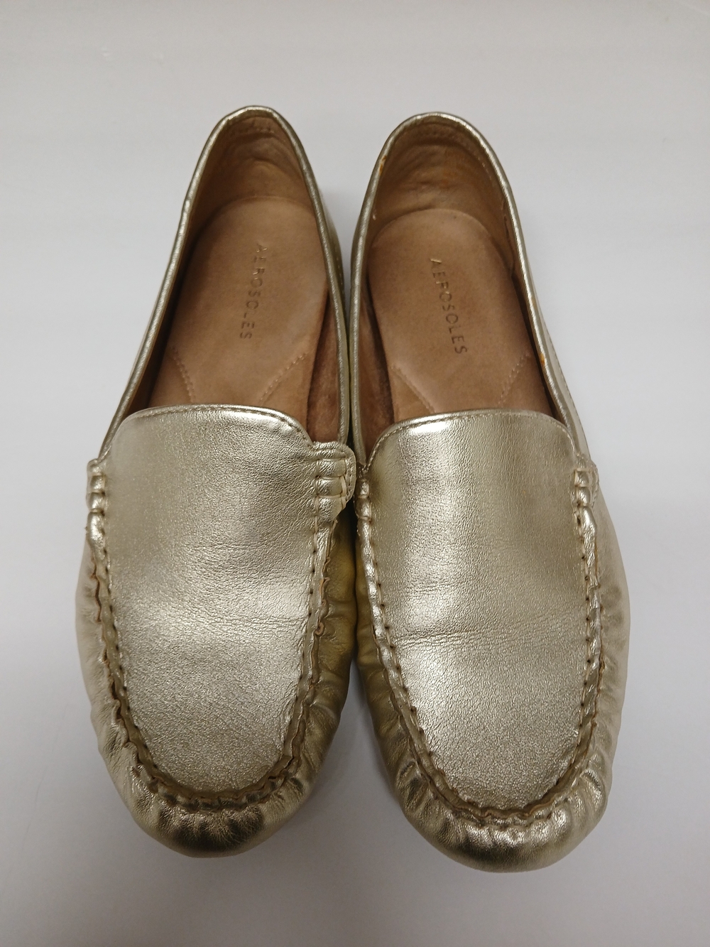 AEROSOLES Metallic Gold Slip-On Loafers